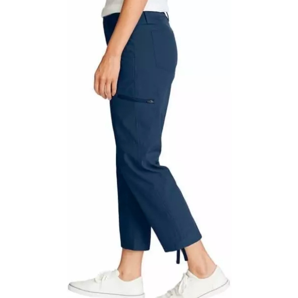 Eddie Bauer Women's Blue Ripstop Crop Capri Pants Cargo Pocket Size 16